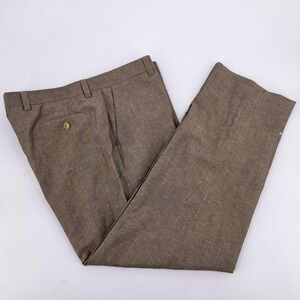 Ballin Classic Mens Wool Linen Blend Dress Pants Brown Flat Front Size 38x30